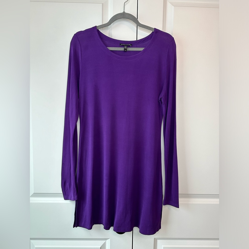 Eileen Fisher Silk Purple Tunic Dress (Size S)